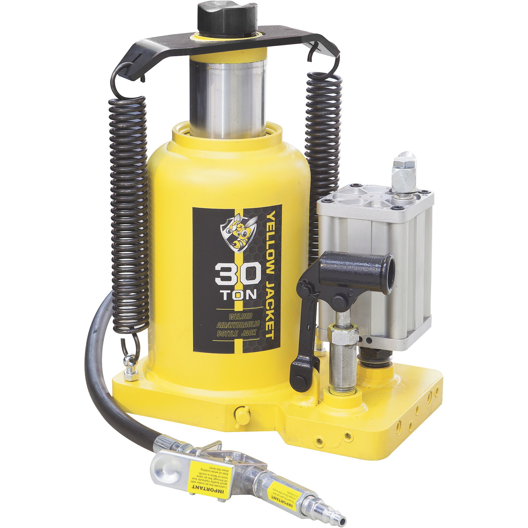 Yellow Jacket Air/Hydraulic Bottle Jack — 30-Ton Capacity, Model# NT30007B